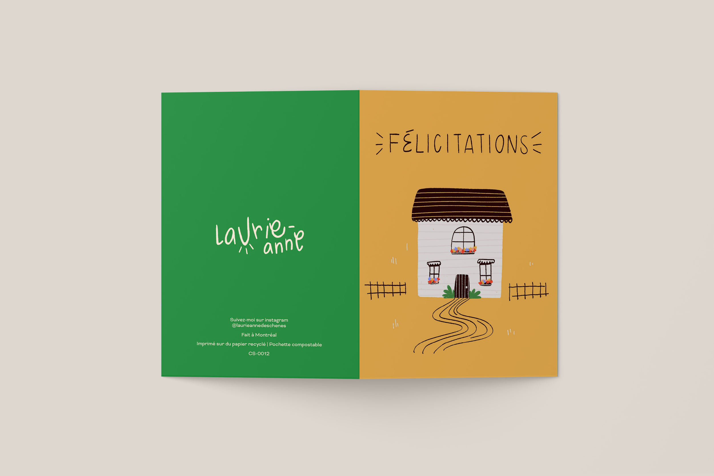 Carte de souhait illustrée | Illustration douce et minimaliste – Félicitations (Maison)