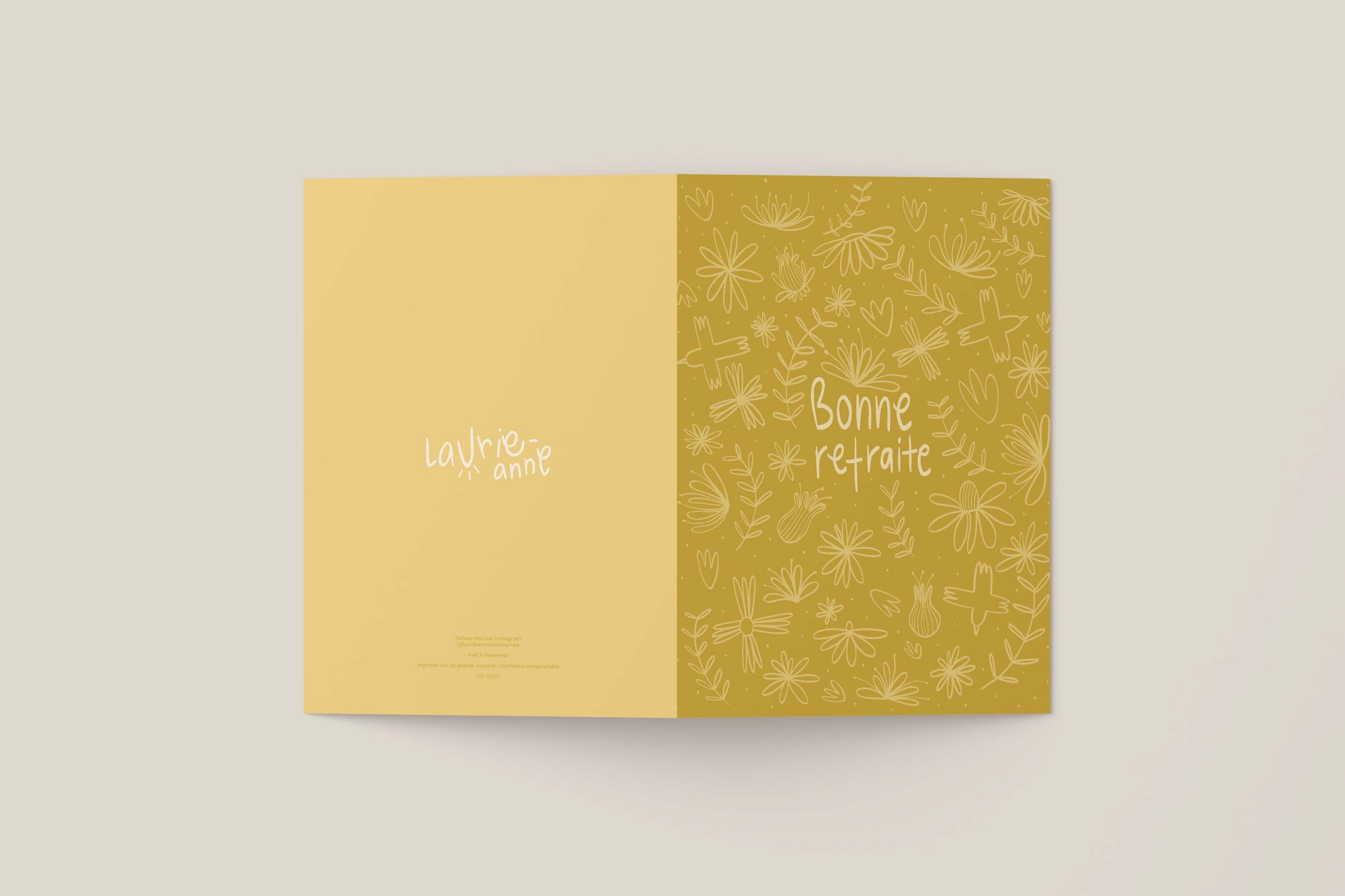 Carte de souhait illustrée grand format | Illustration douce et minimaliste – Bonne retraite