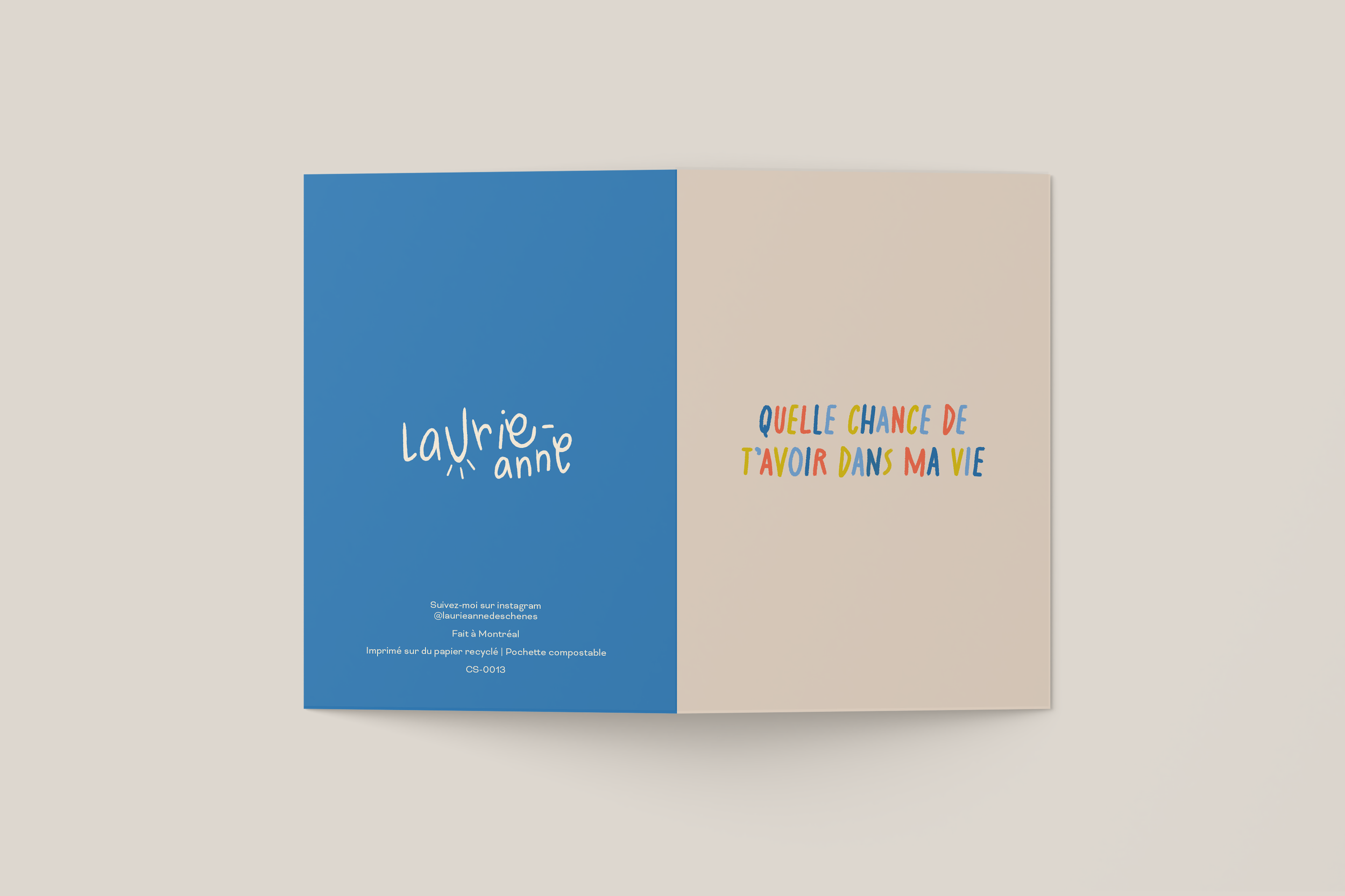 Carte de souhait illustrée | Illustration douce et minimaliste – Quelle chance de t'avoir dans ma vie