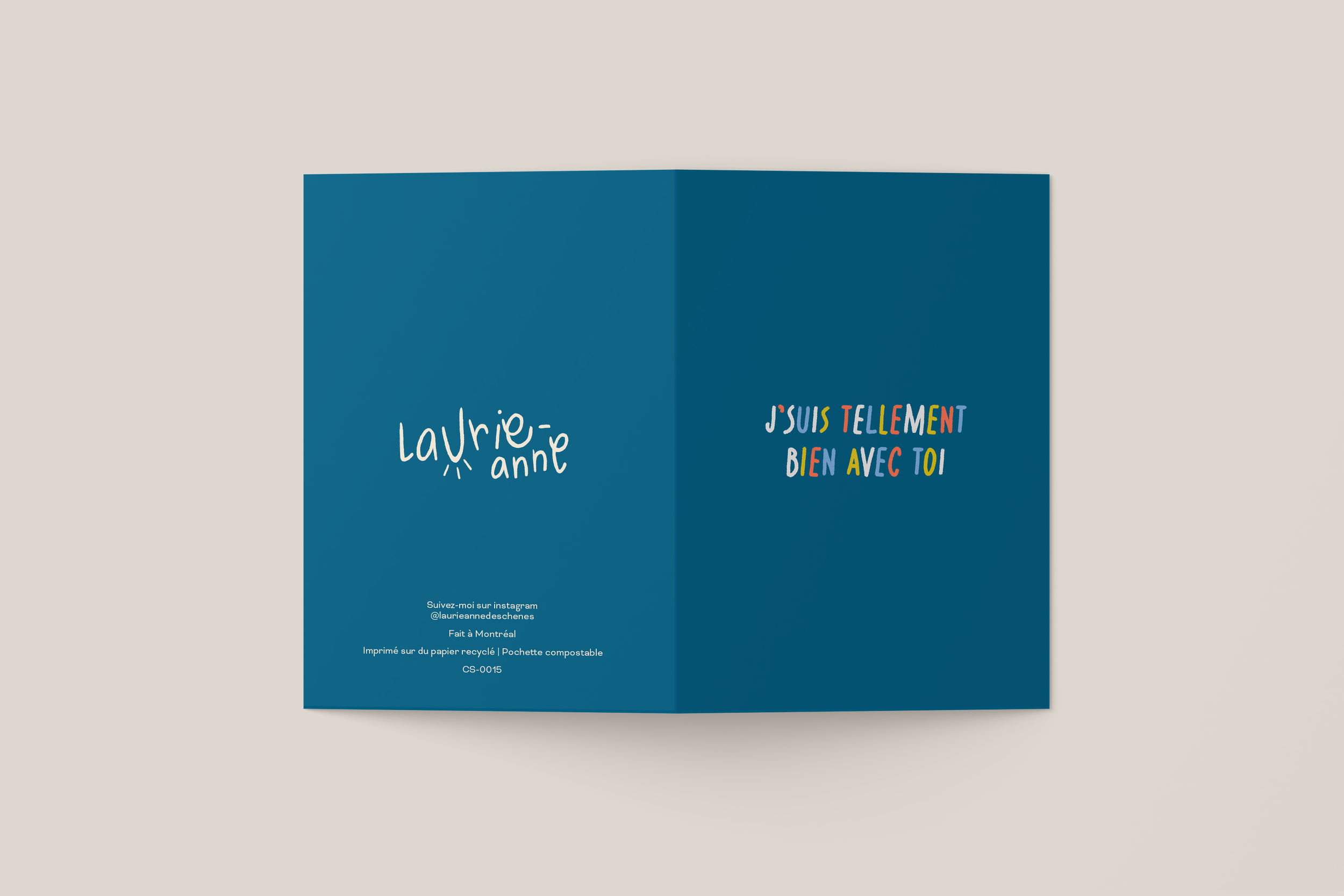 Carte de souhait illustrée | Illustration douce et minimaliste – J'suis tellement bien avec toi