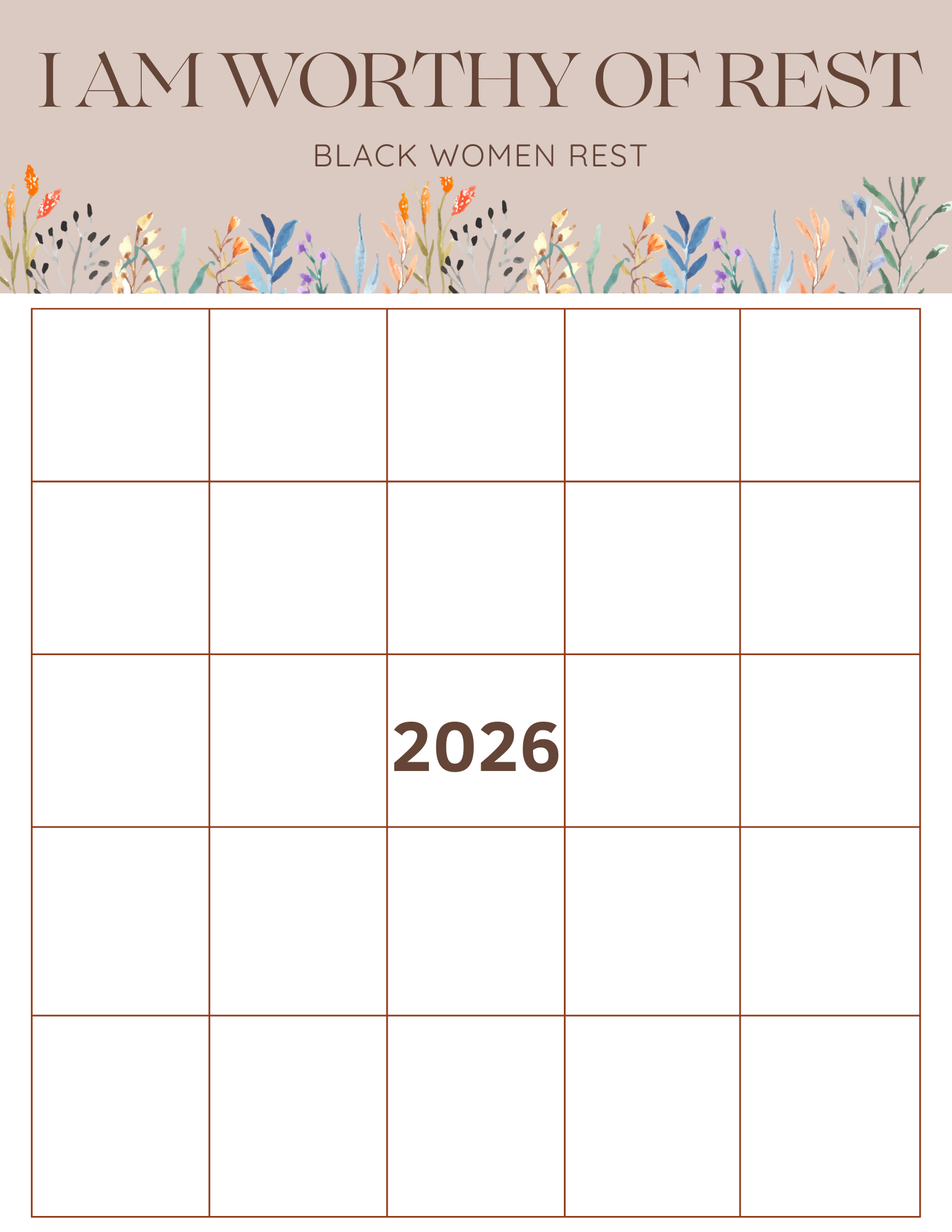 Black Women Rest 2026 BINGO Card