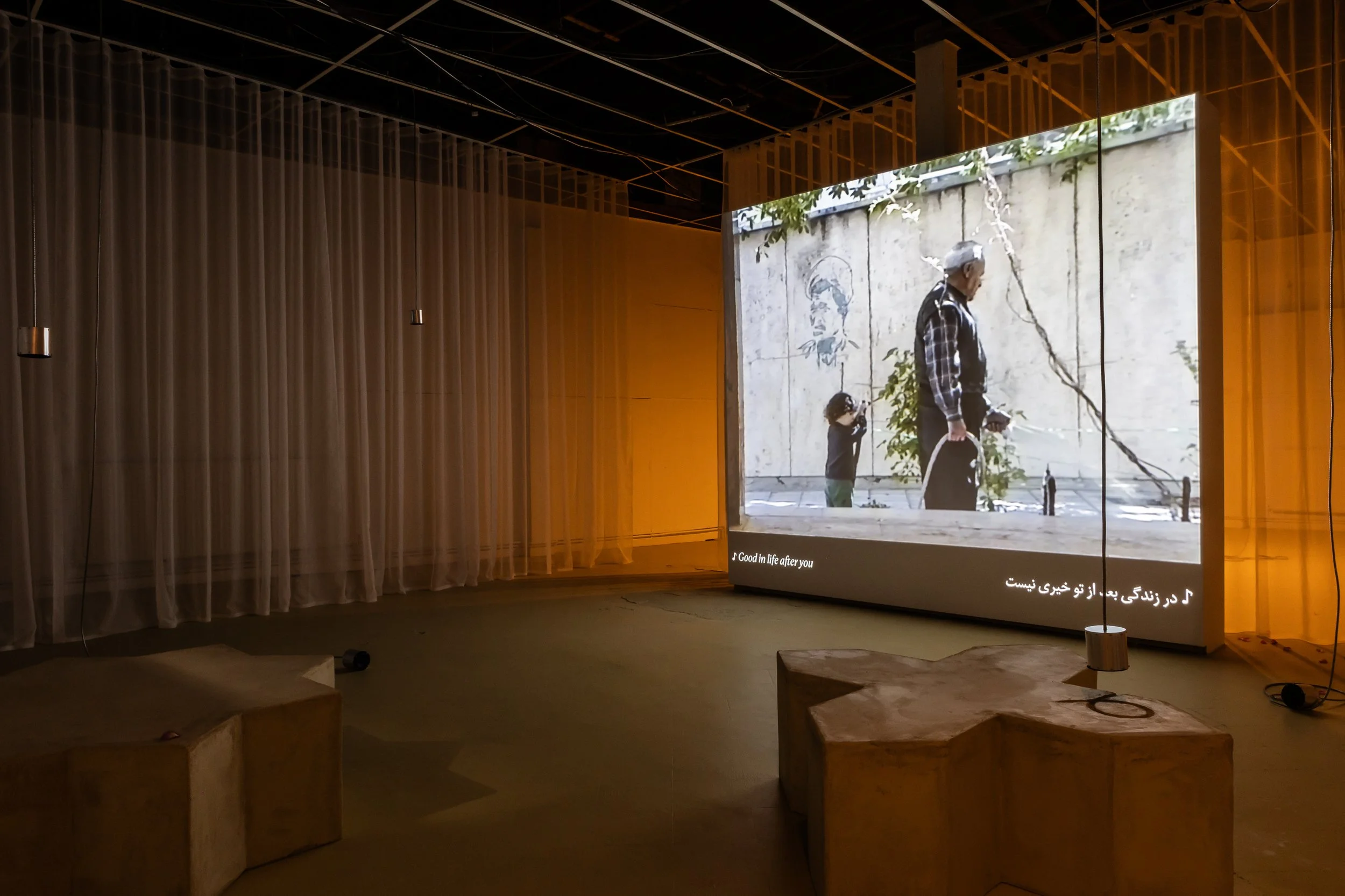 فرنگ  / Farang (2024), photo of opening event at Offline as part of Glasgow International Festival of Contemporary Art by Sally Jubb