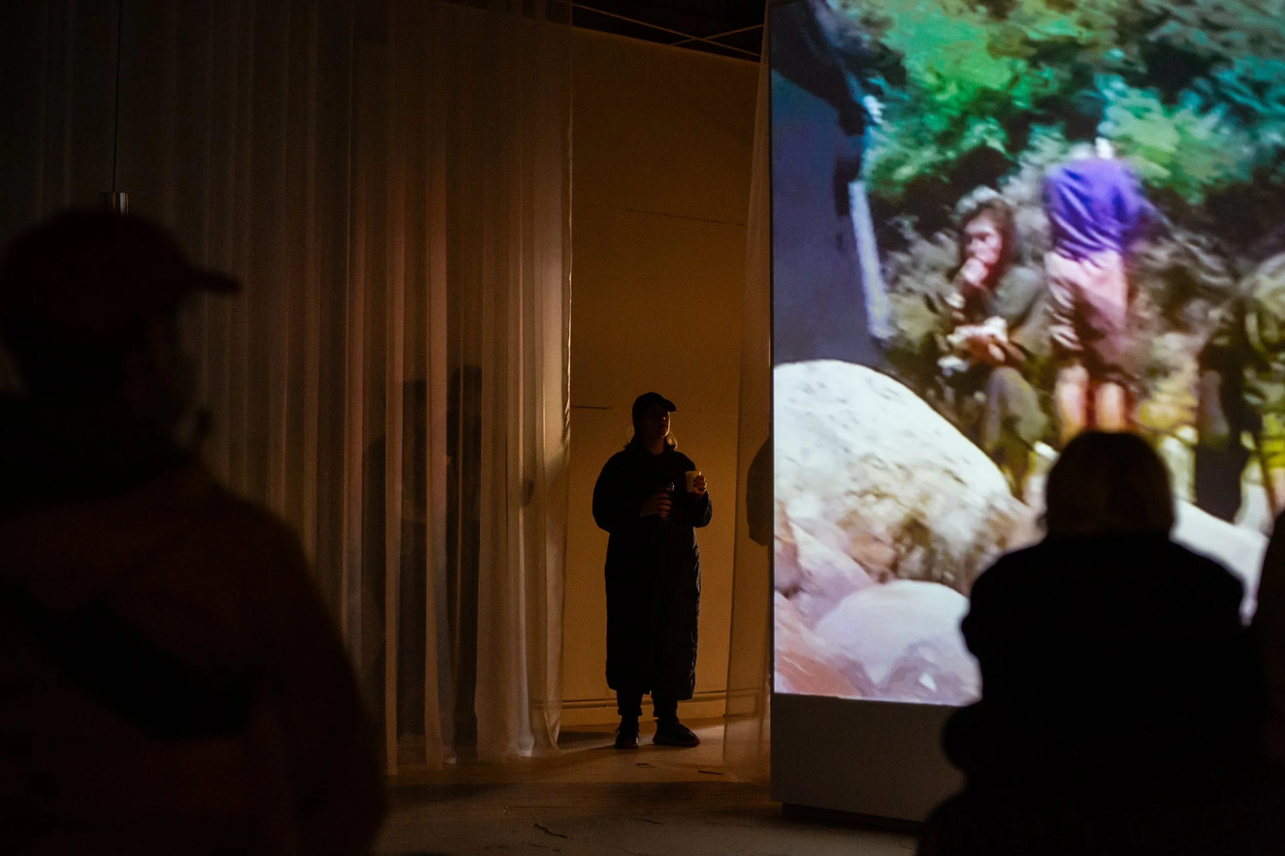 فرنگ  / Farang (2024), photo of opening event at Offline as part of Glasgow International Festival of Contemporary Art by Erika Stevenson