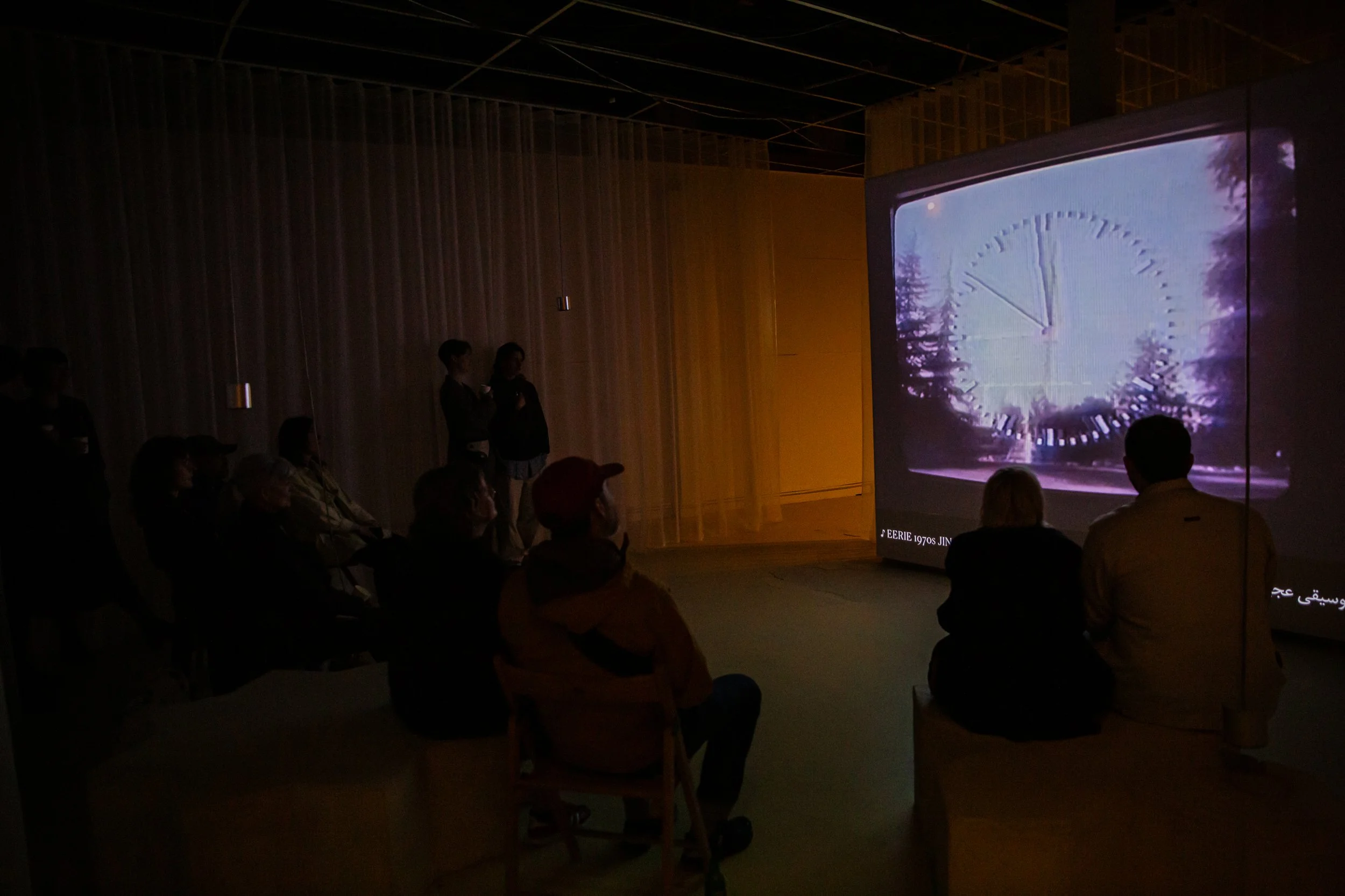 فرنگ  / Farang (2024), photo of opening event at Offline as part of Glasgow International Festival of Contemporary Art by Erika Stevenson