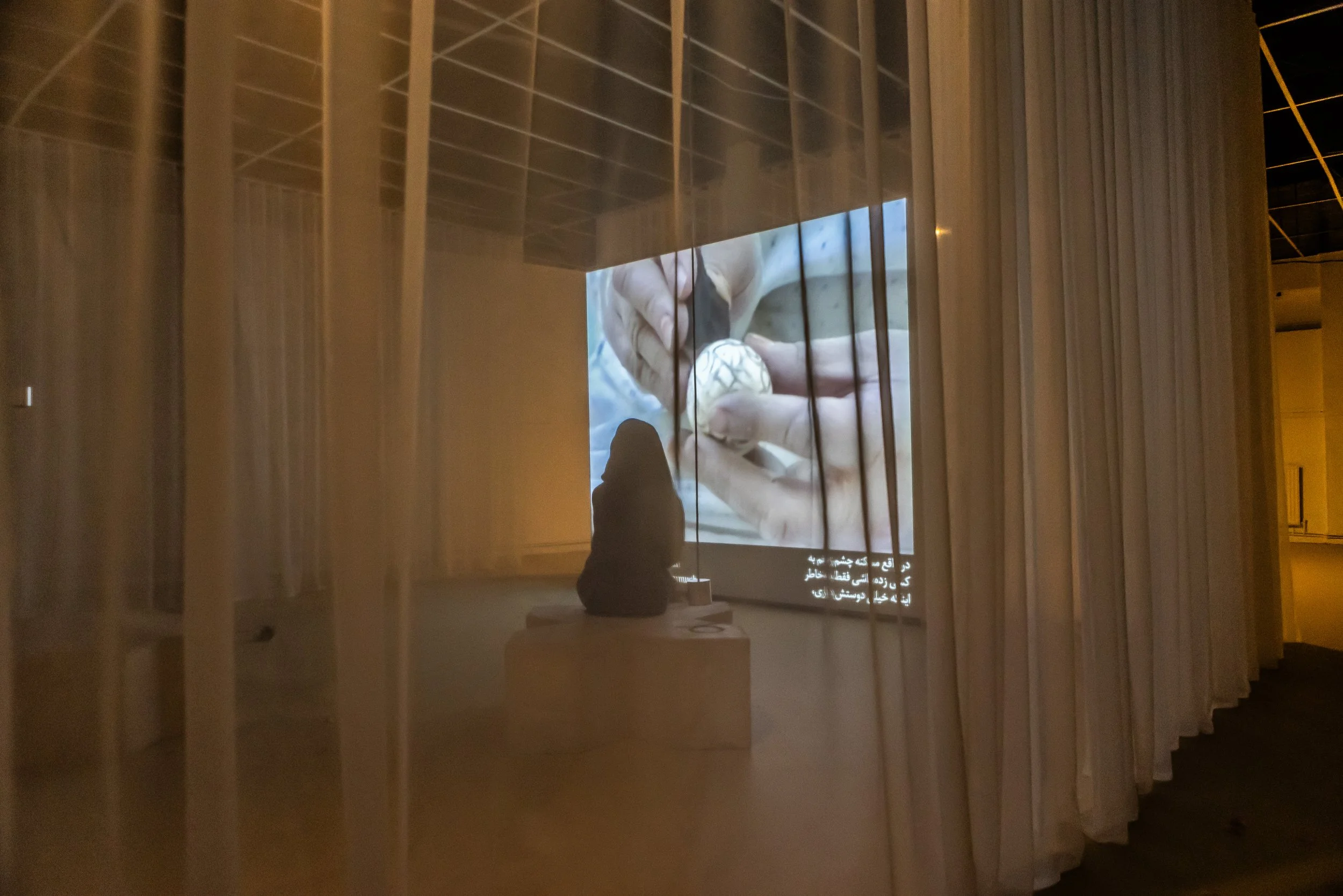 فرنگ  / Farang (2024), photo of opening event at Offline as part of Glasgow International Festival of Contemporary Art by Sally Jubb