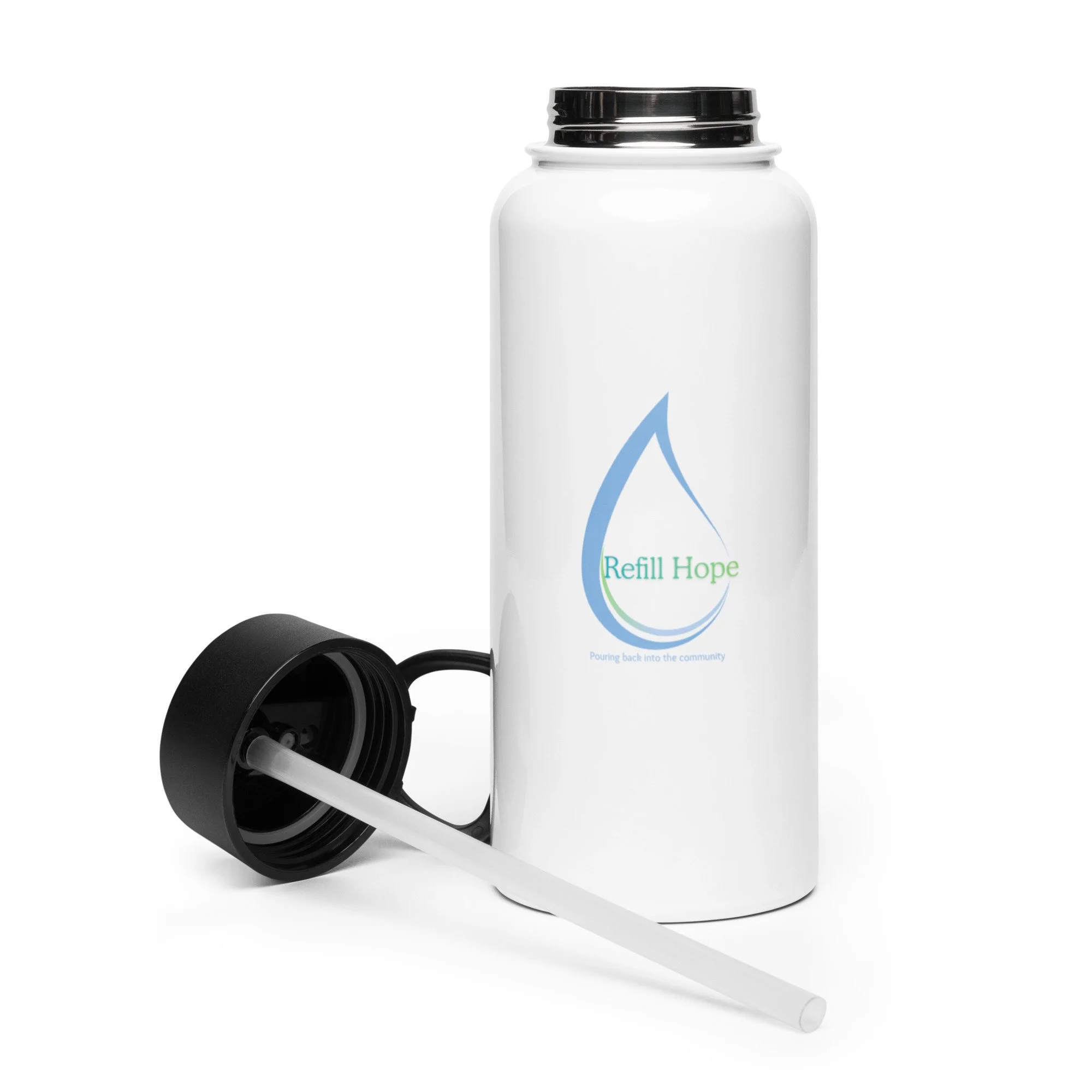 Stainless steel water bottle with a straw lid