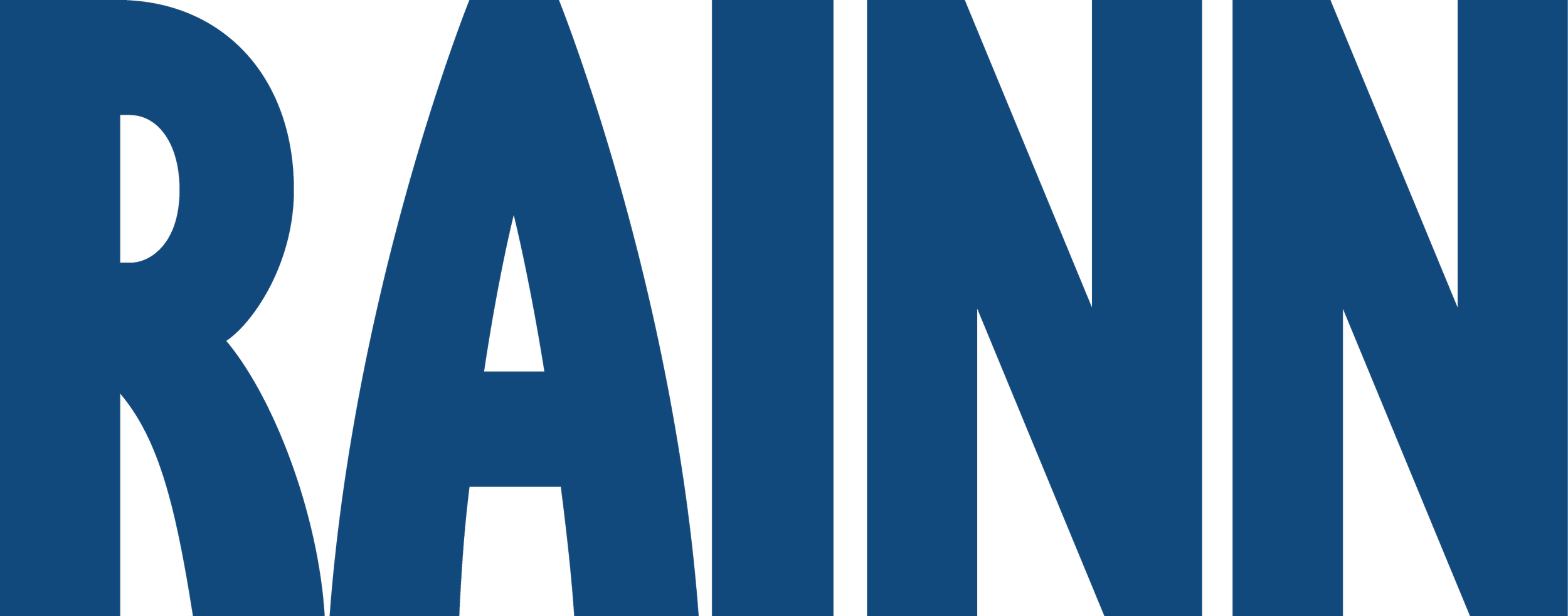 Close-up of bold blue text on a black background that says 'RAIN'.