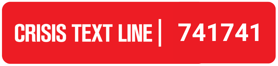 Red alert emergency phone number sign with the words 'CRISIS TEXT LINE' and the number 741741.