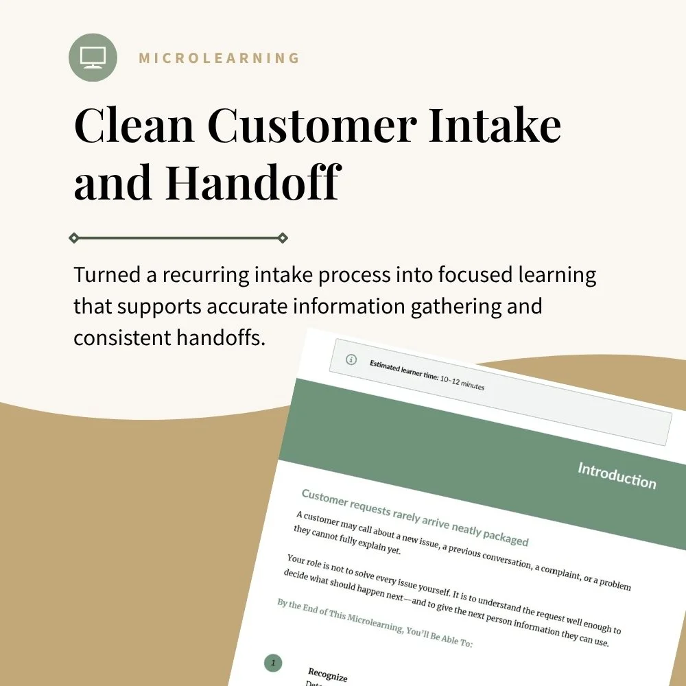 Microlearning: Clean Customer Intake and Handoff