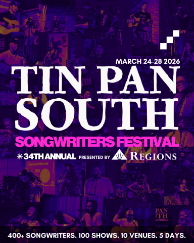 NSAI ANNOUNCES DETAILS FOR 34TH ANNUAL TIN PAN SOUTH SONGWRITERS FESTIVAL HAPPENING MARCH 24-28, 2026