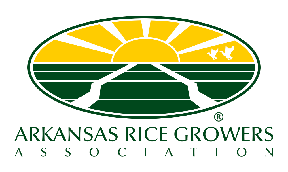 Arkansas Rice Growers Association logo with sun and field design