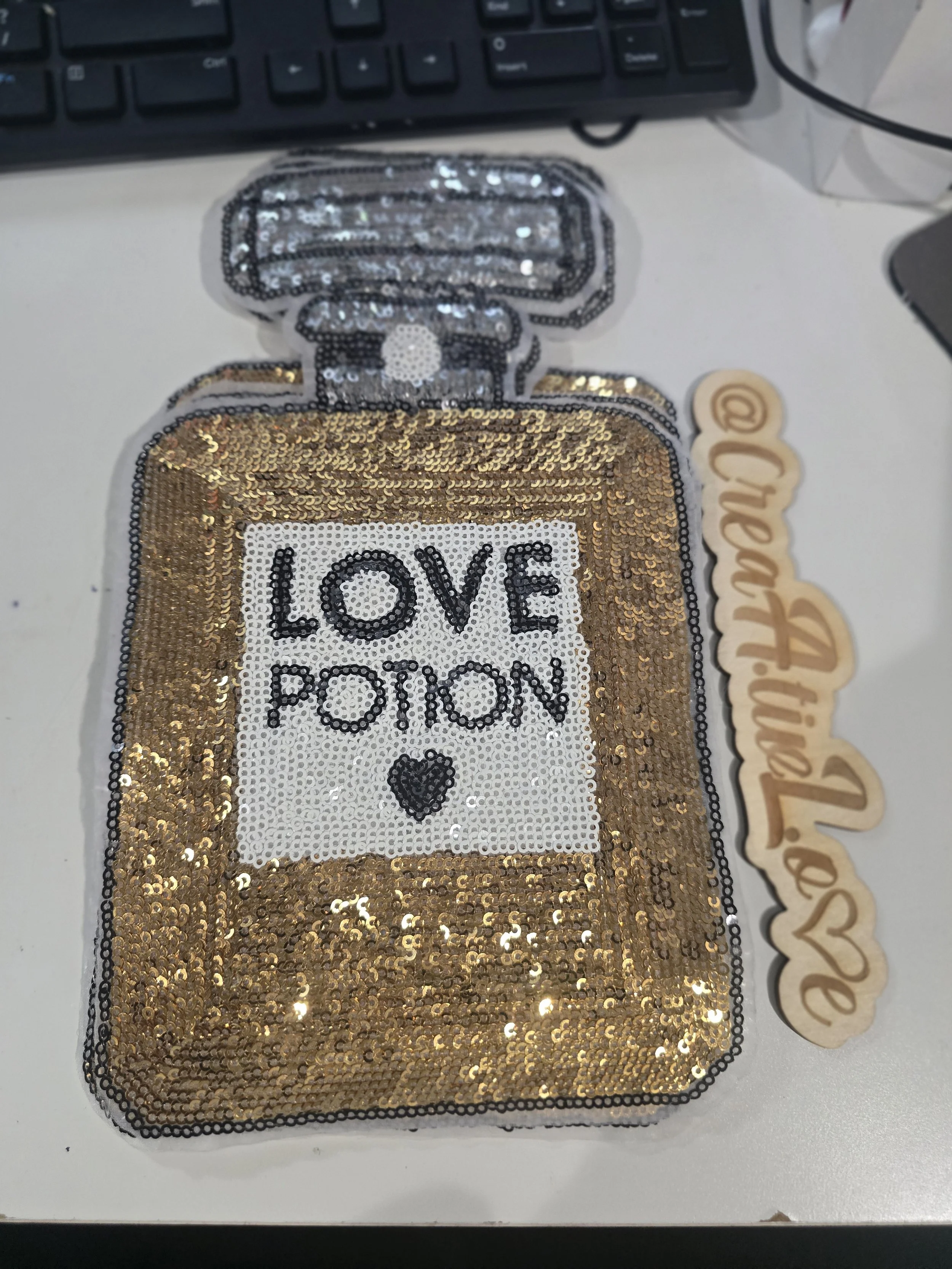 Sequin Perfume Bottle Patch - Love Potion