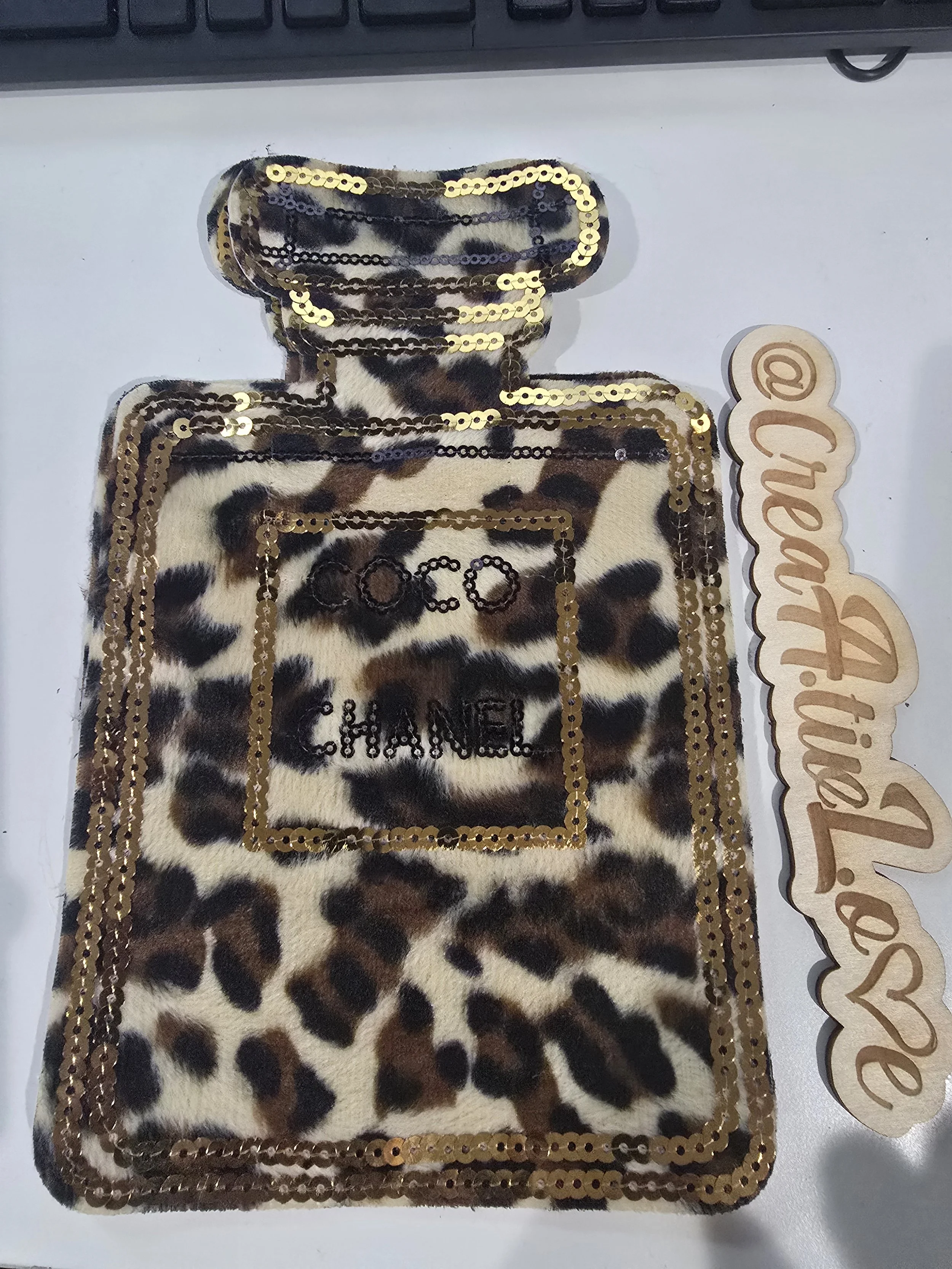 Sequin/Leopard Perfume Bottle Patch