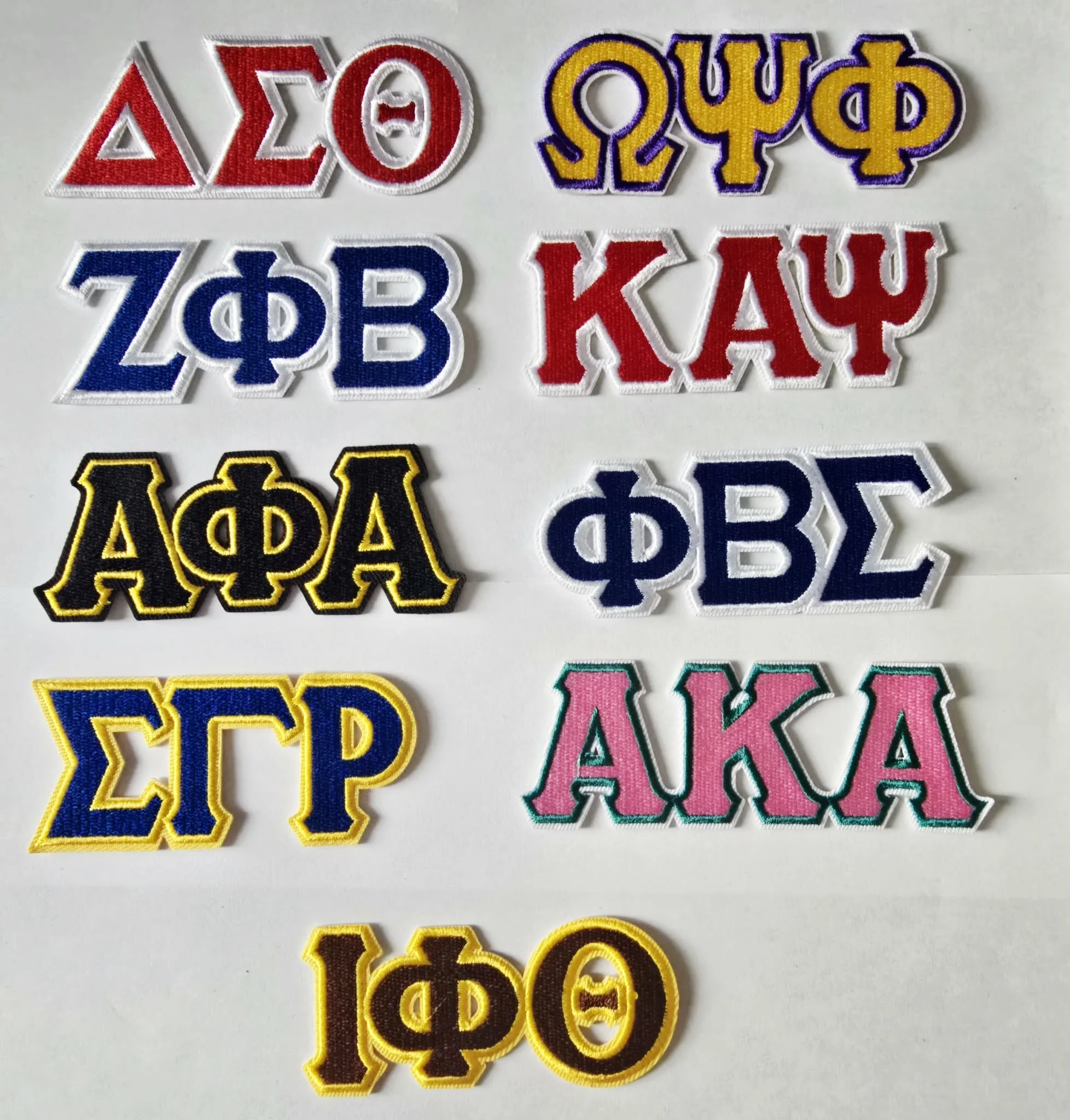 Greek Letter Embroidered Patches