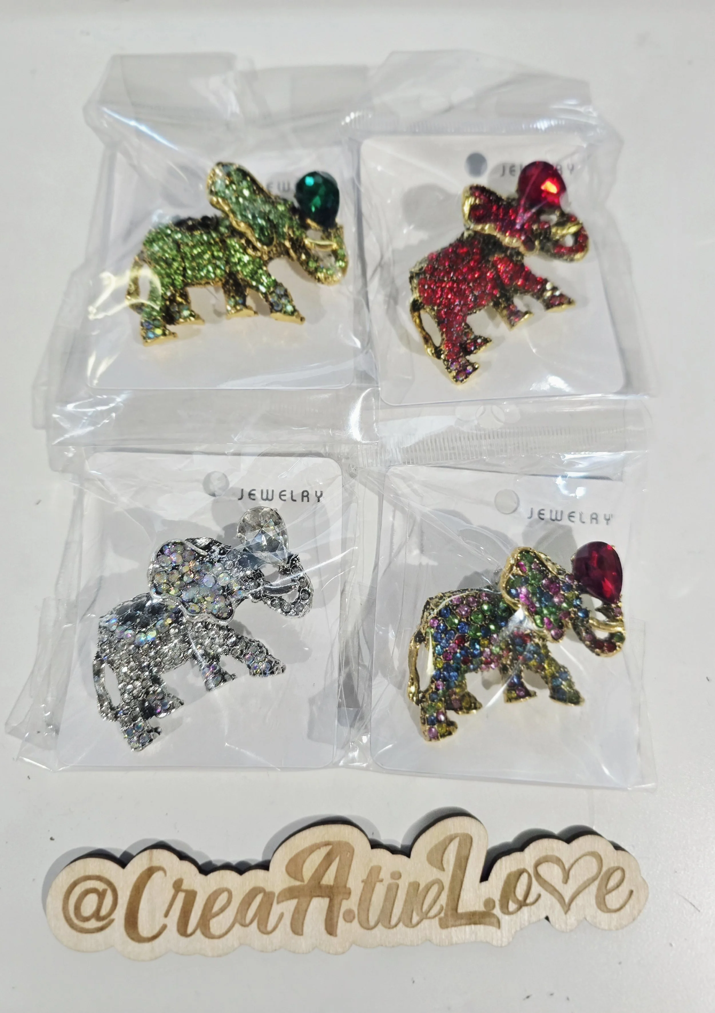 Elegant Rhinestone Elephant Brooches