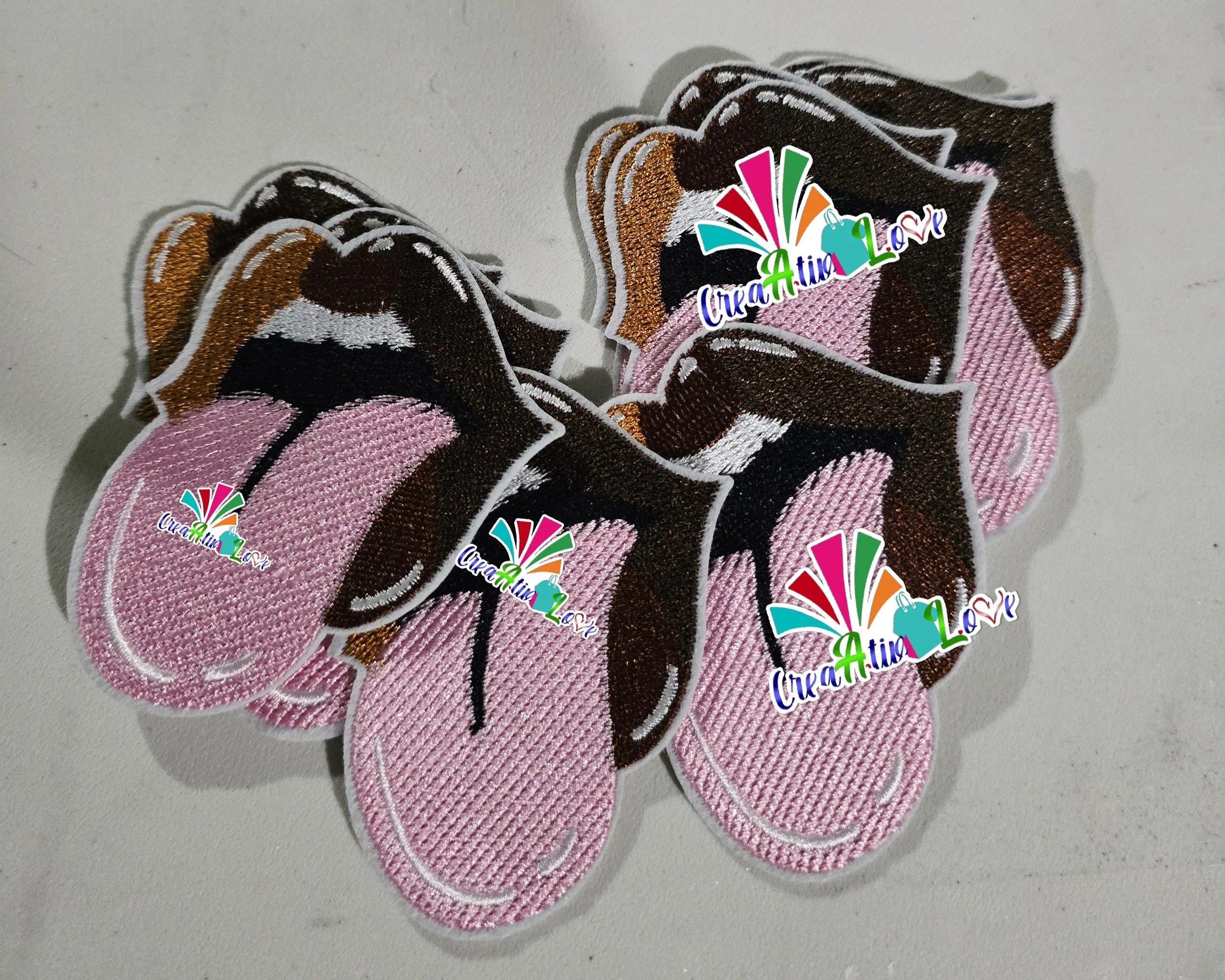 Unique Lip and Tongue Embroidered Patch