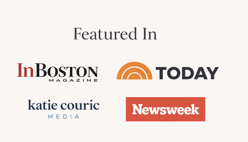 Graphic showing media outlets featured in Boston Magazine, Today Show, Katie Couric Media, and Newsweek.