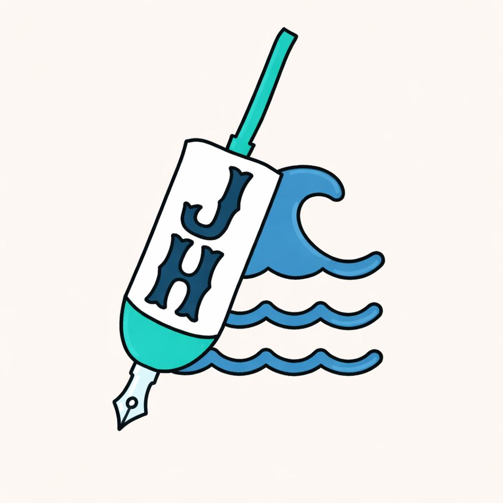 A cartoon illustration of a syringue with the word "JIH" on it, positioned in front of a cartoon wave and water splash.