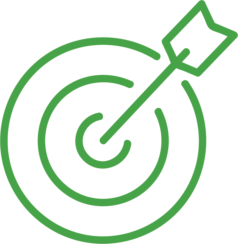 Green target with an arrow hitting the bullseye