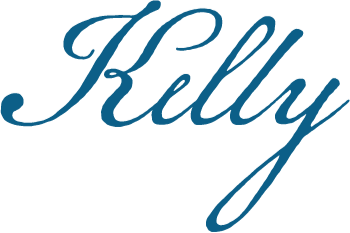 Elegant cursive text spelling 'Kelli' in blue and black colors