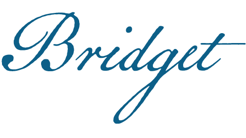 The word 'Bridget' written in elegant blue script font.