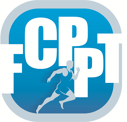 A logo featuring a running person with the letters 'CPC' in the background, in blue and white colors.