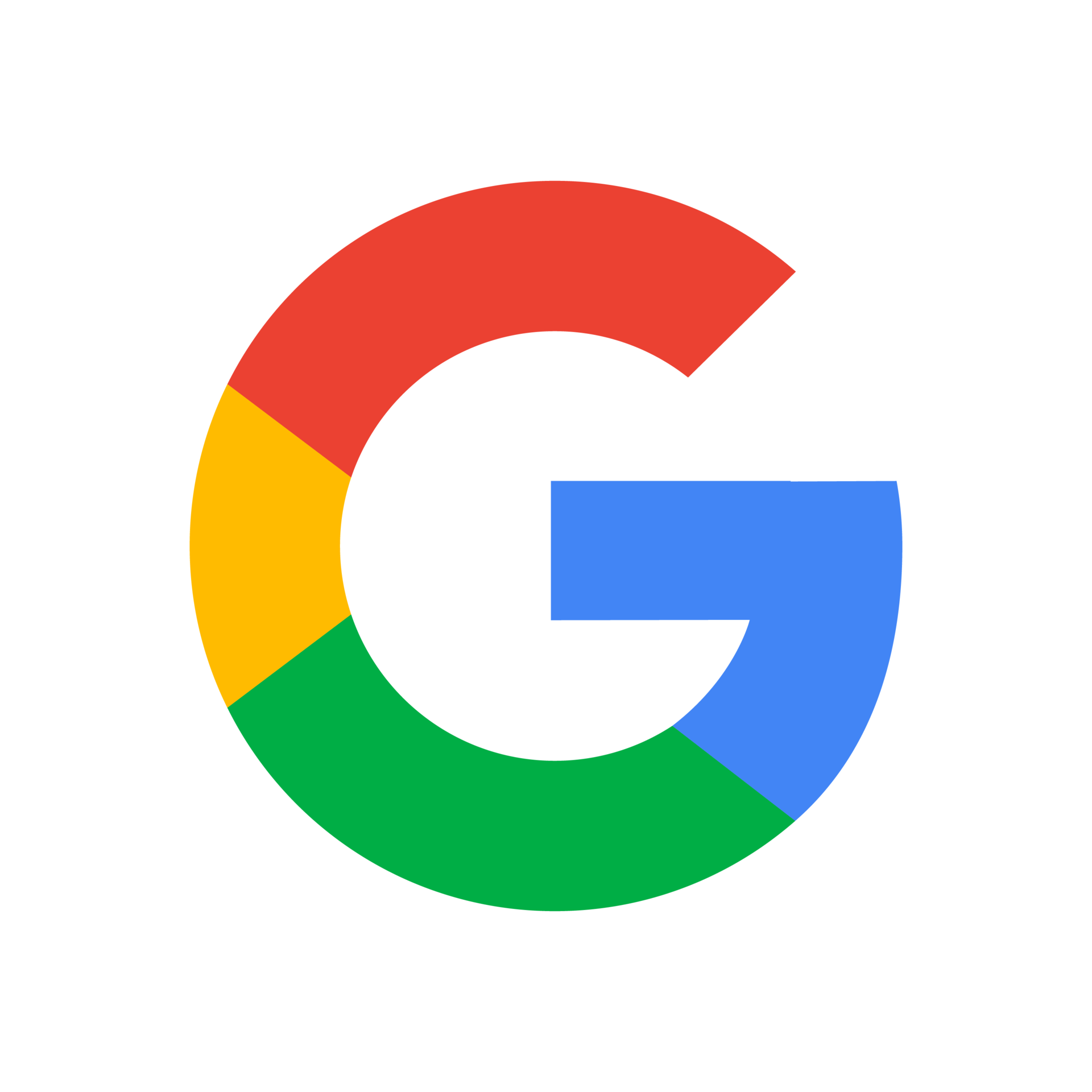 Google logo with multicolored G on a white background.