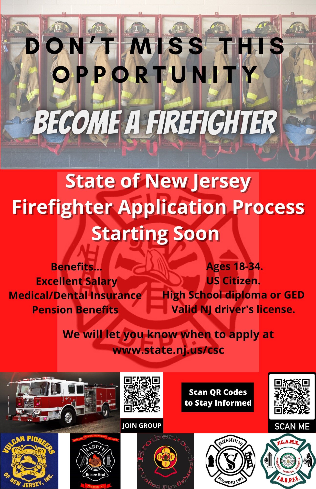 Apply at www.state.nj.us/csc or scan the QR code above.