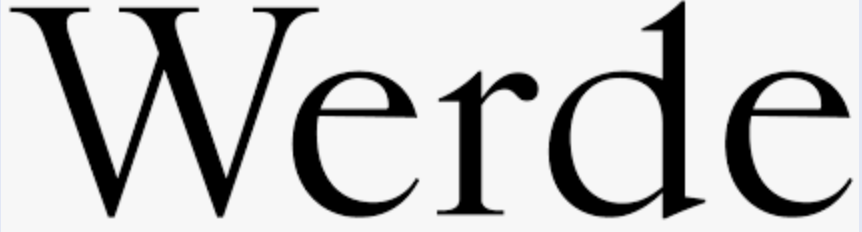 Der Text 'Werde' in schwarzer Schrift auf weißem Hintergrund.