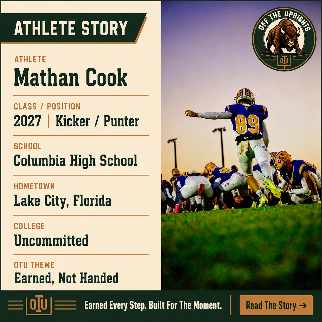 Mathan Cook: Earned, Not Handed