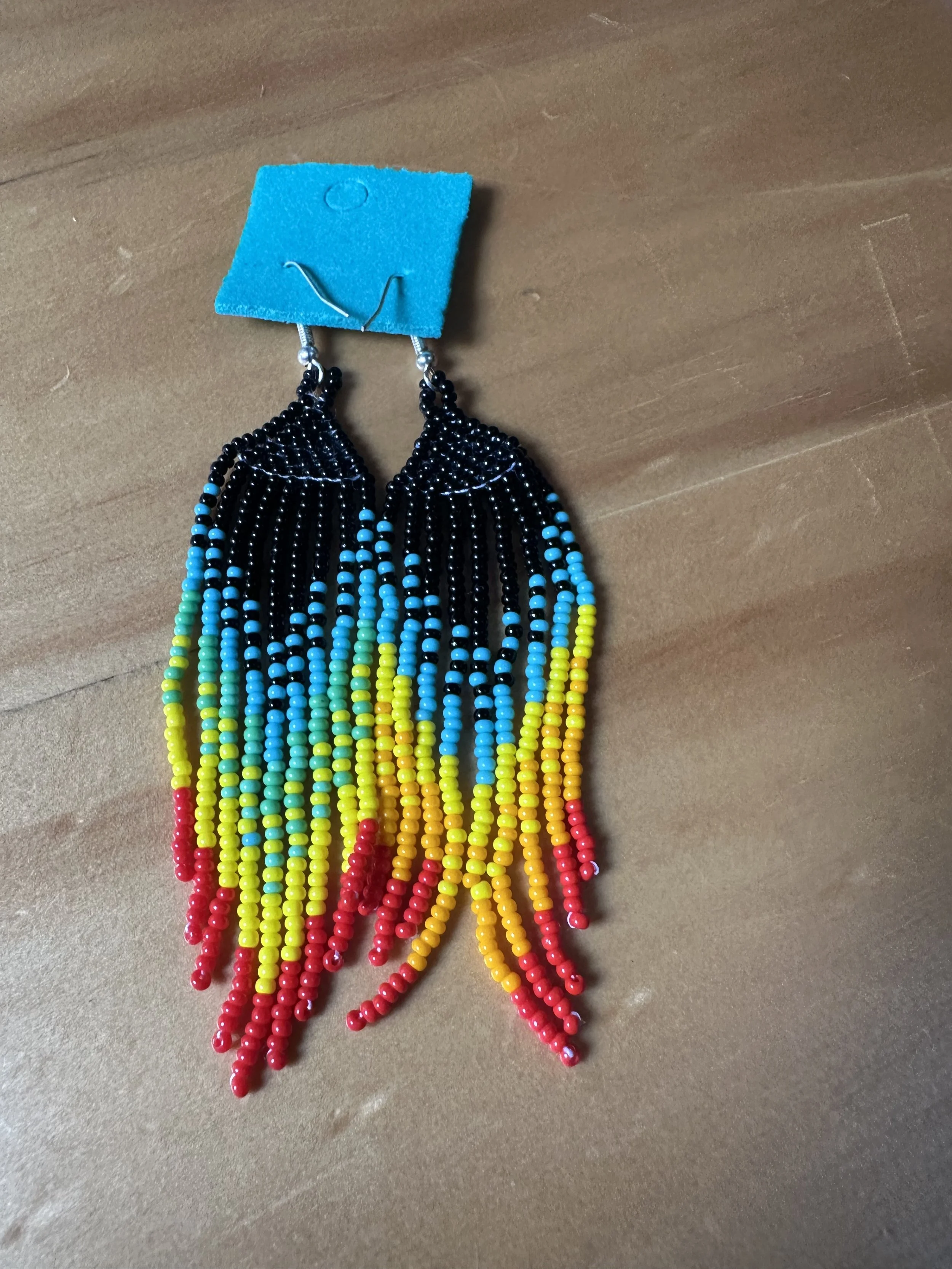 Black fiire handed beaded earrings