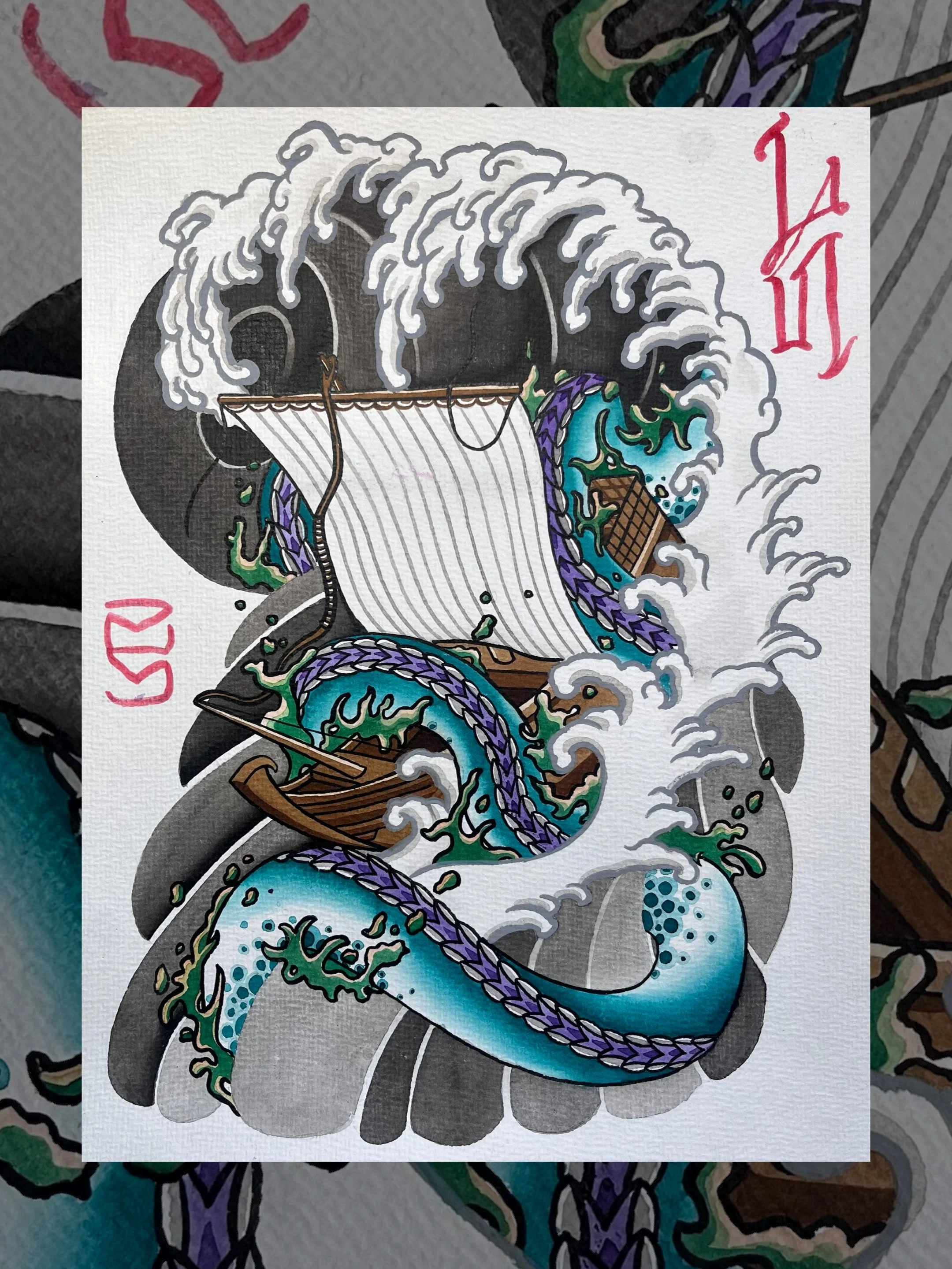 Handpainted Japanese Sleeve tattoo design by Lono Tattoos — Berlin, Germany.
Available to be tattooed—use the contact form to book this piece.