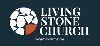 Living Stone Church logo with a stylized stone circle and the website livingsstonechurchga.org