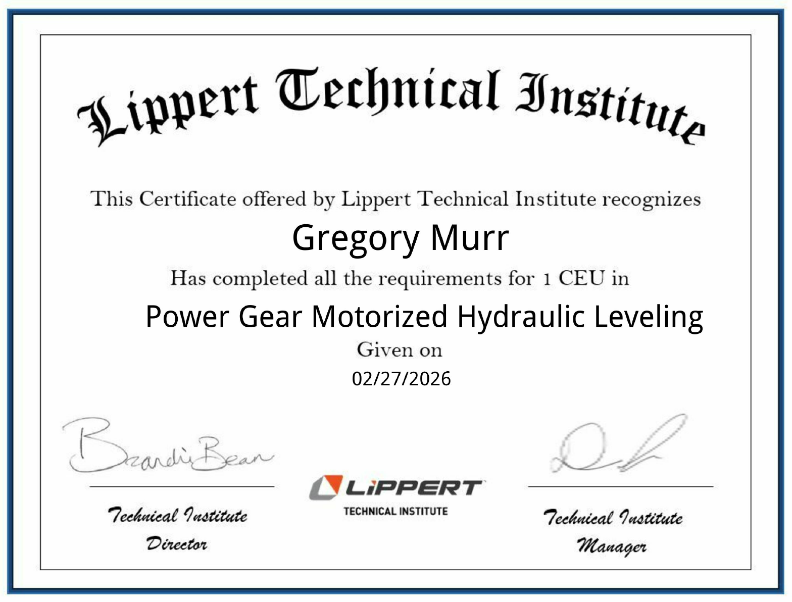 Power Gear Motorized Hydraulic Leveling Certificate.png