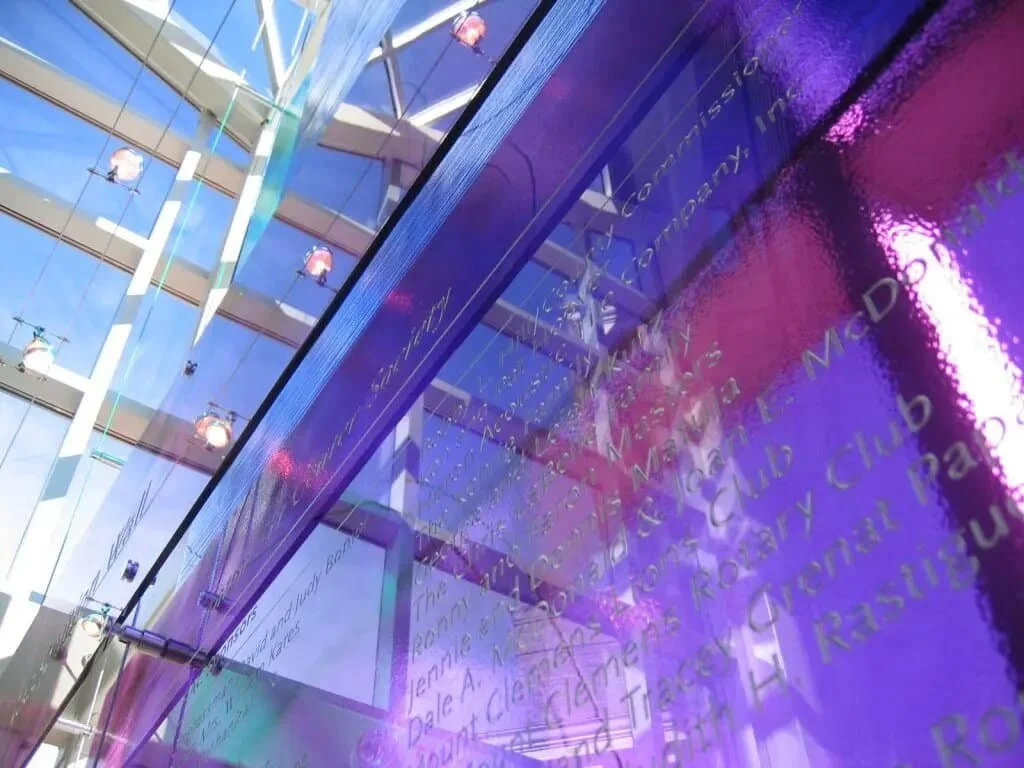 Anton Art Center Glass Donor Recognition Wall