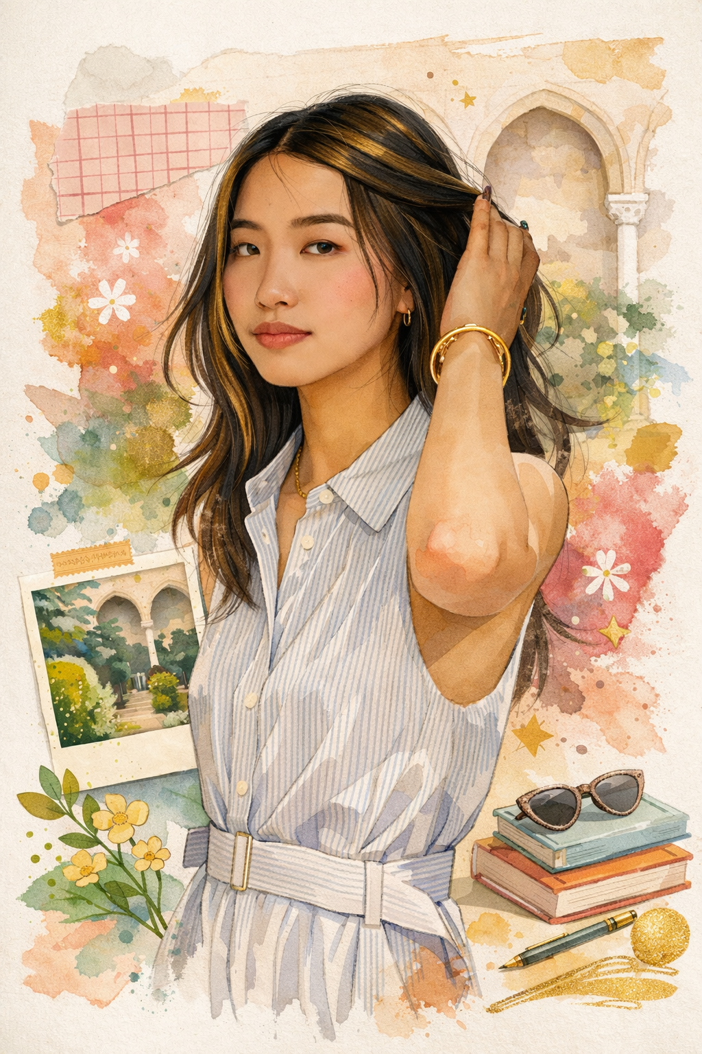 Illustration of a college tutor with books and study materials, representing 24/7 academic support for middle and high school students.