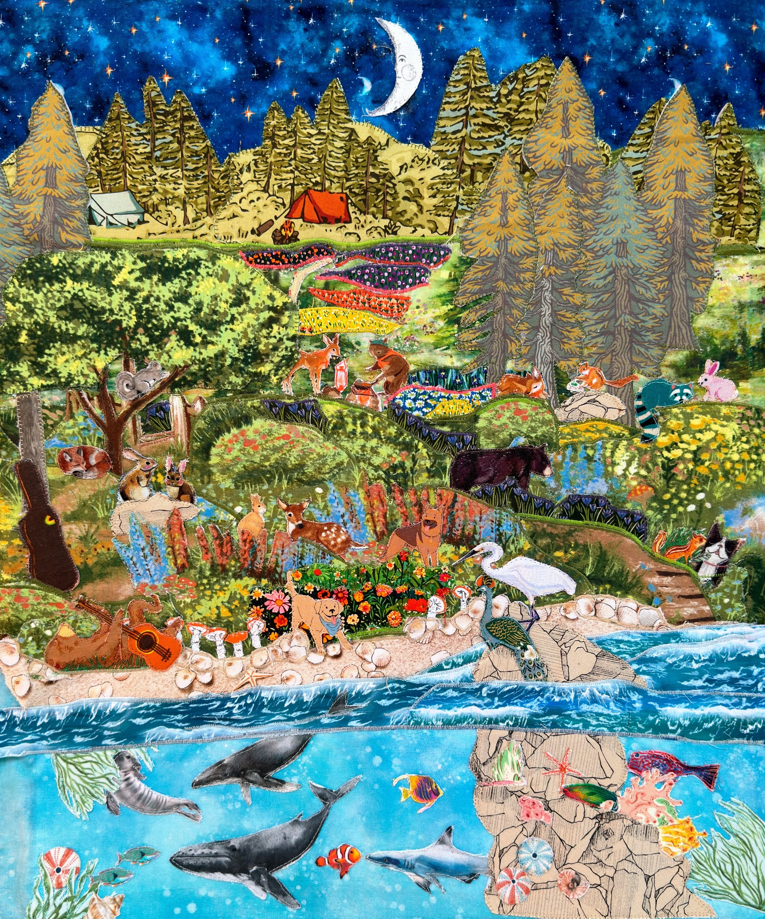 I finished my latest textile collage, The Good Kind of Lost, just in time for the @capitolaartandwinefestival happening this Sat and Sun 9/12-9/13. Find me at Booth 45A! If you&rsquo;re in the area, please drop by! And of course all my collages are a