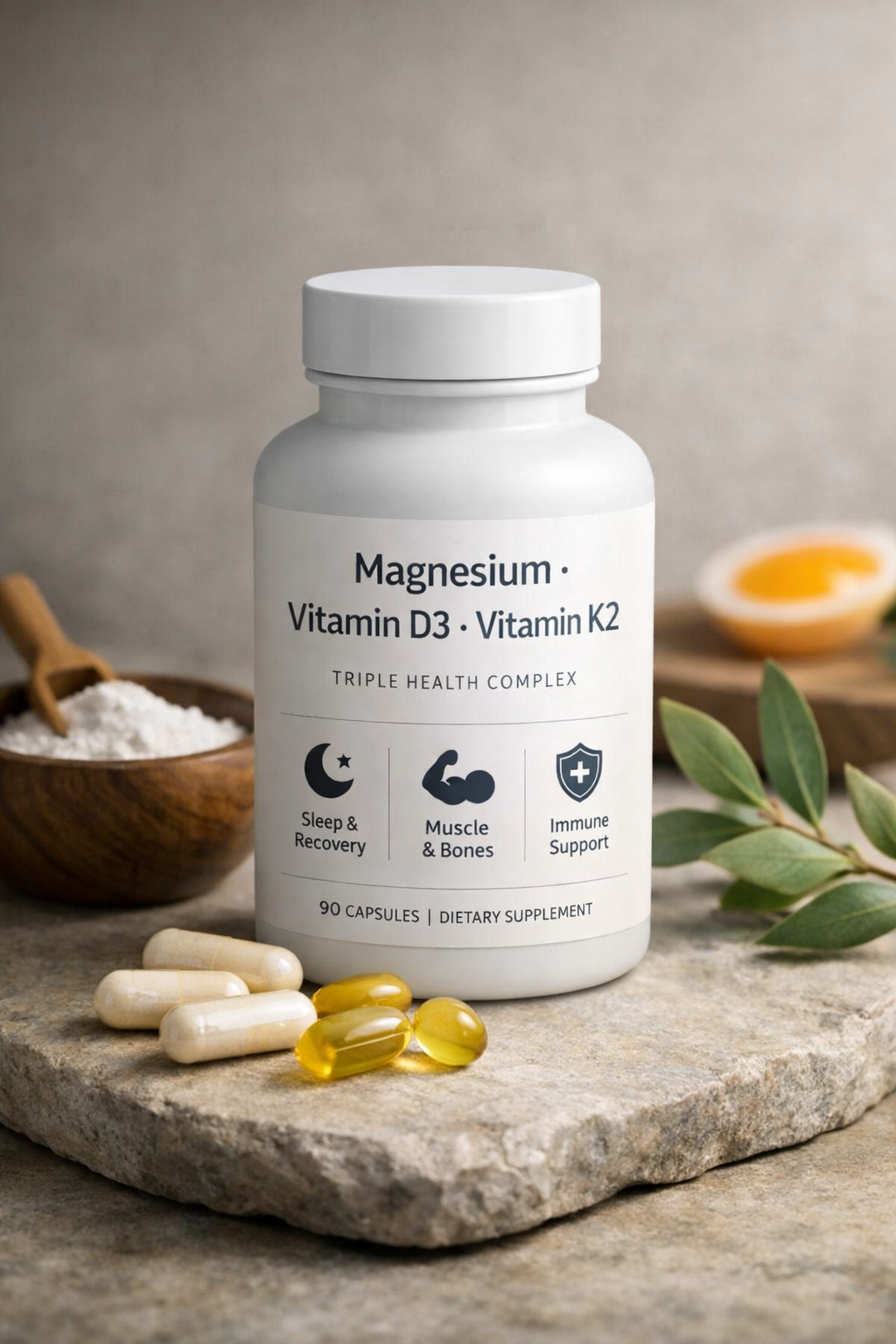 Magnesium + Vitamin D3 + Vitamin K2
