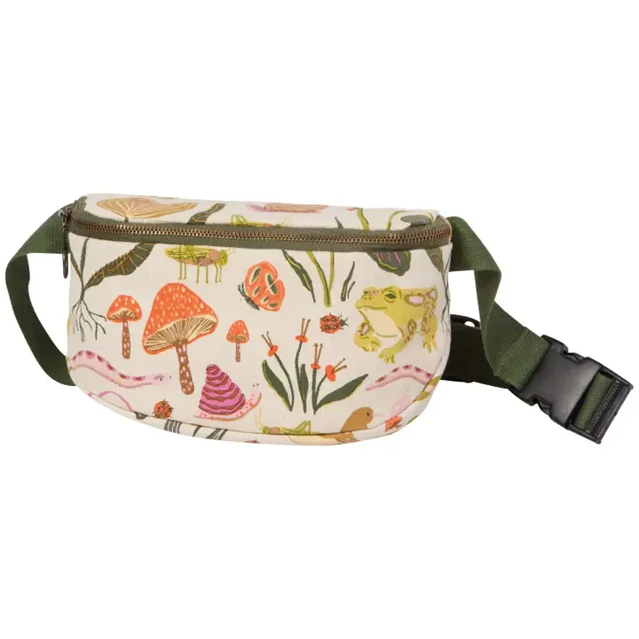 Mushroom & Frog Canvas Hip Bag