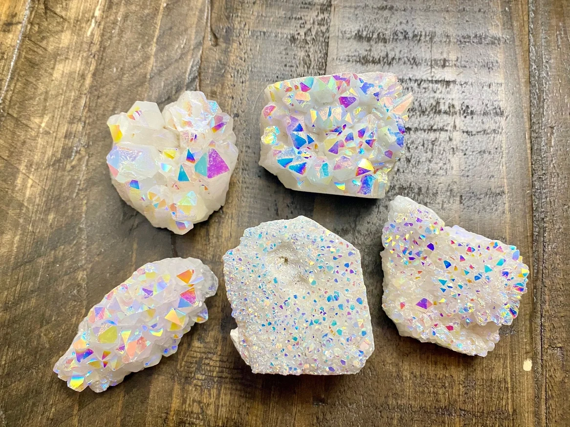 Raw Angel Aura Quartz Crystal Cluster