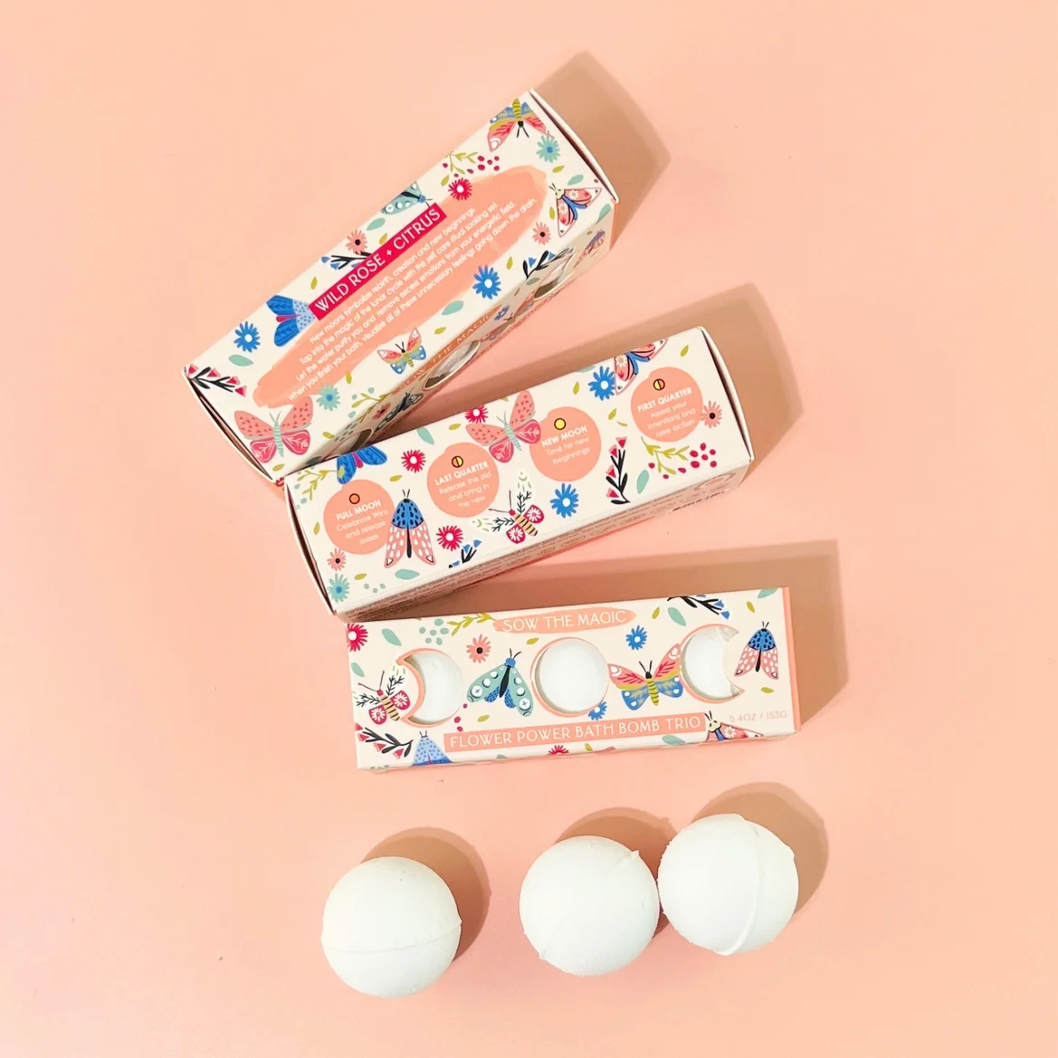 Moon Phase Flower Power Bath Bomb Set