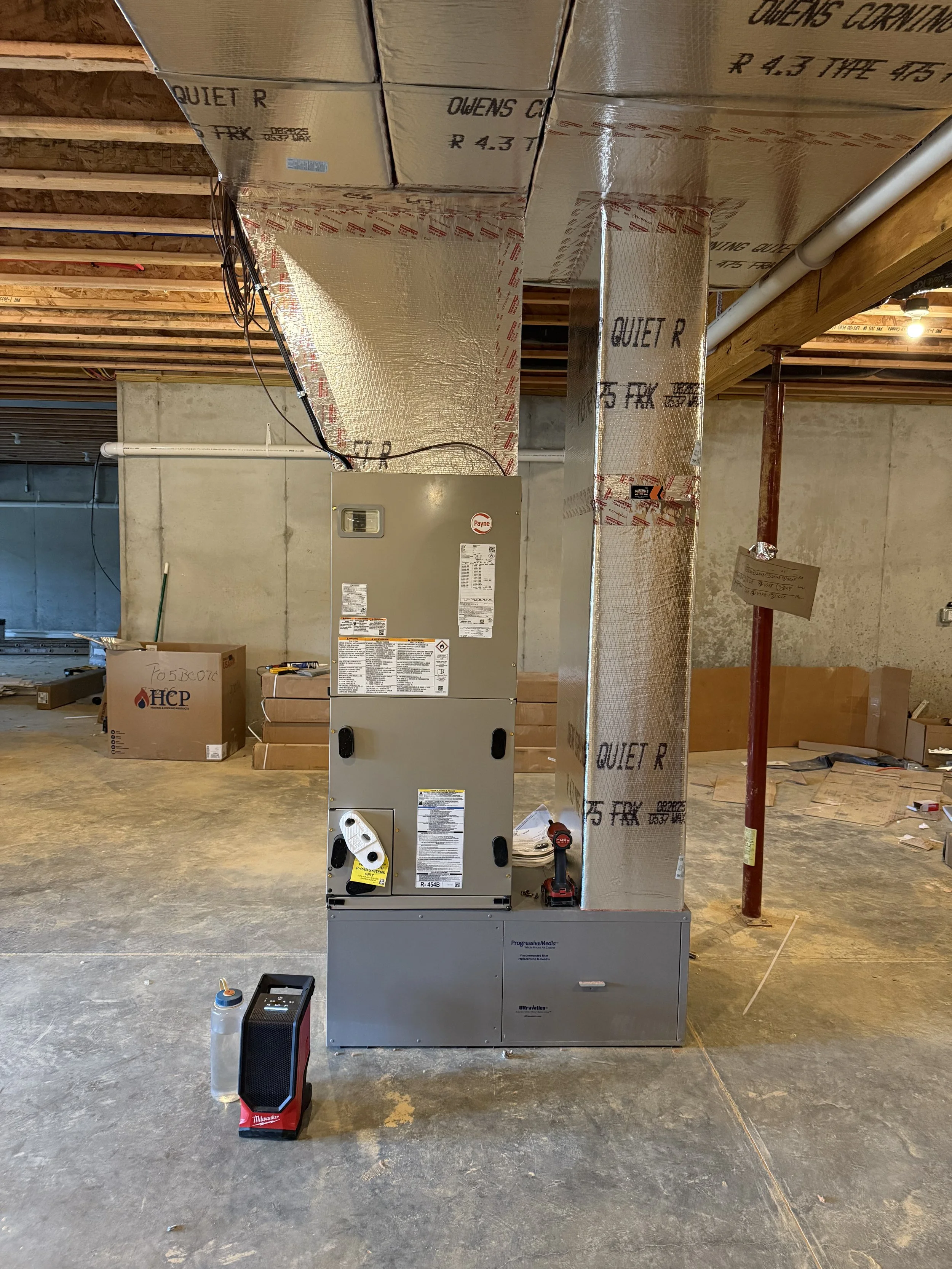 New construction heat pump installation