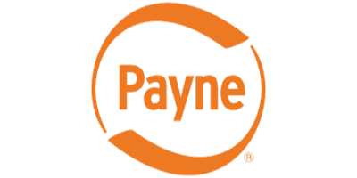 Payne logo with orange and black colors, featuring the word 'Payne' inside an incomplete orange circle.
