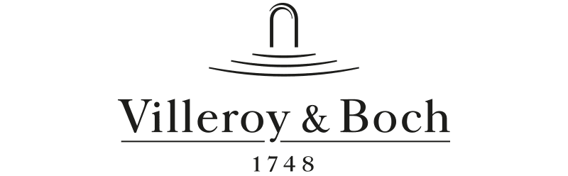 Logo von Villeroy & Boch mit Wasserhahn und Wasseroberfläche