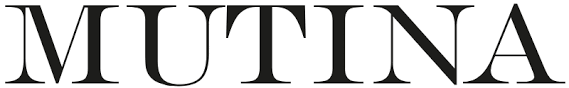 Der Schriftzug 'MUTINA' in schwarzen, stylisierten Buchstaben auf weißem Hintergrund.
