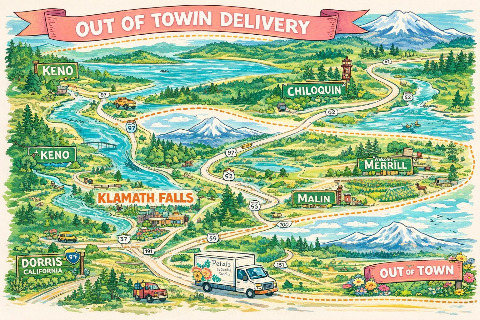 Delivery Fee to: Dorris, Keno, Chiloquin, Merrill, Malin, Bonanza, and Tulelake