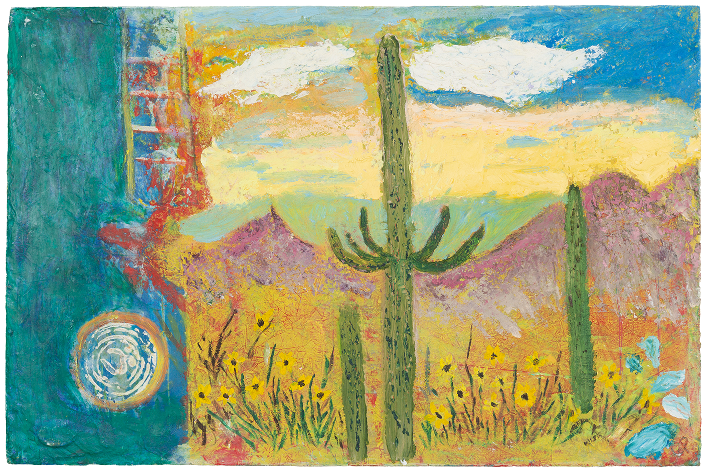 Desert Life
18" x 12"
cold wax and oil on hardwood board