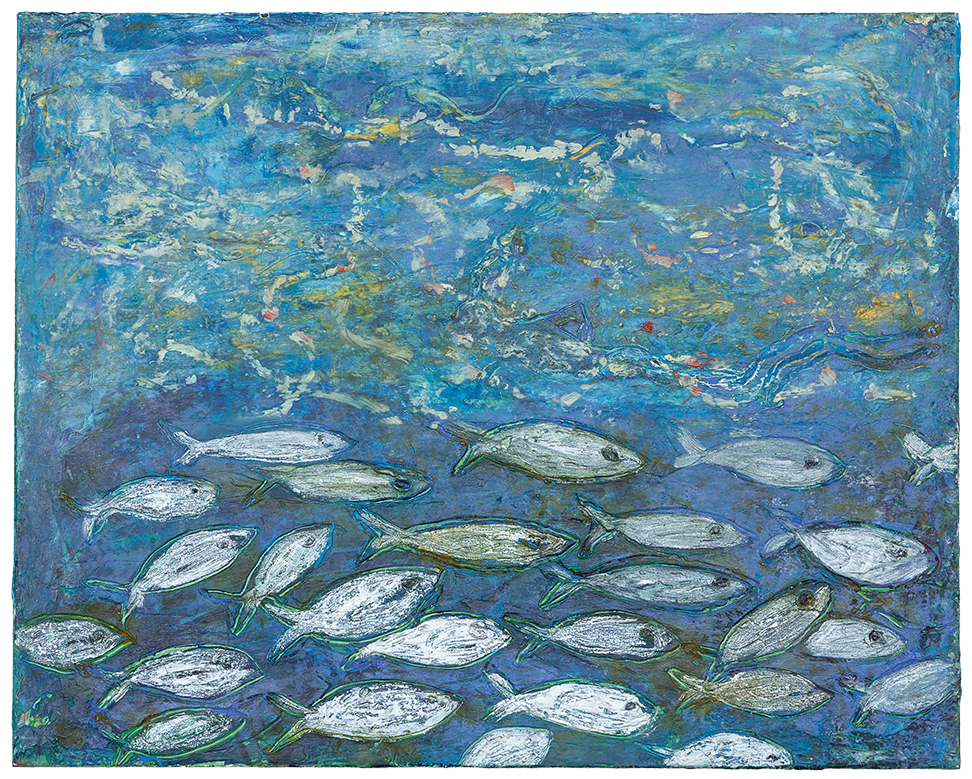 Going to School
8" x 10"
cold wax and oil on archival clayboard