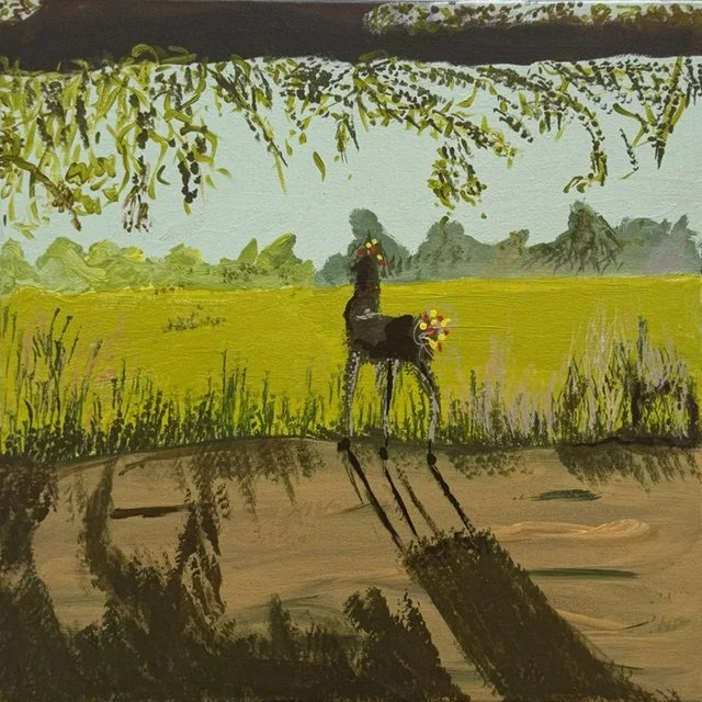Protecting the fields 
Acrylic paint on gesso canvas 
17 7/8" x 17 7/8" - 2026
$300 - sold
