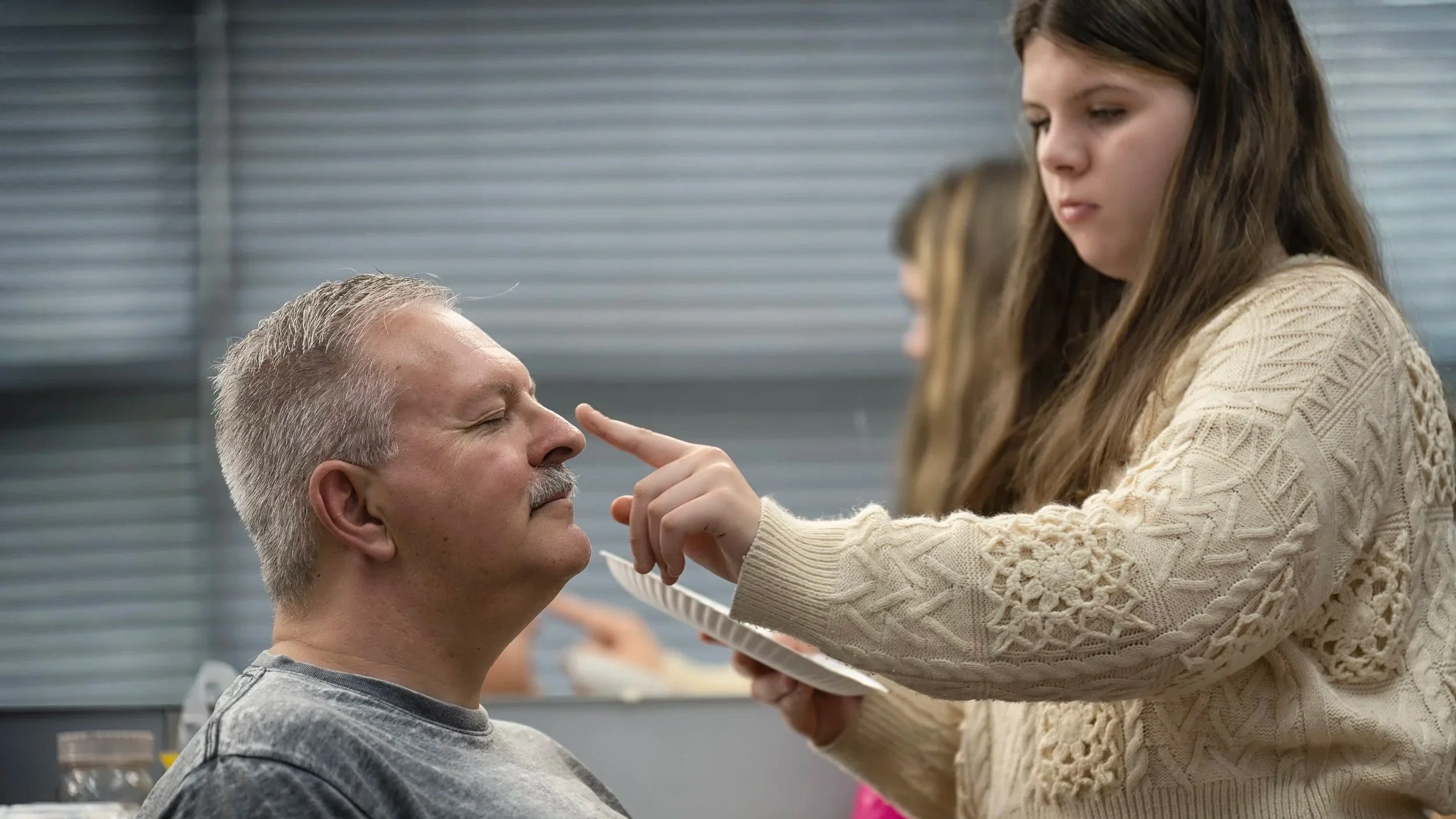 Backstage Makeup The Christians Play, Production by Ashe County Little Theatre